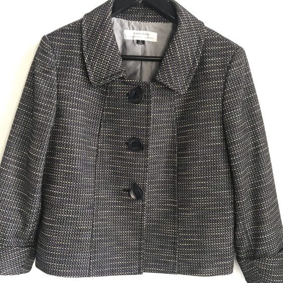 Tahari Jackets & Blazers - TAHARI Gray purple and yellow Tweet Blazer/ jacket